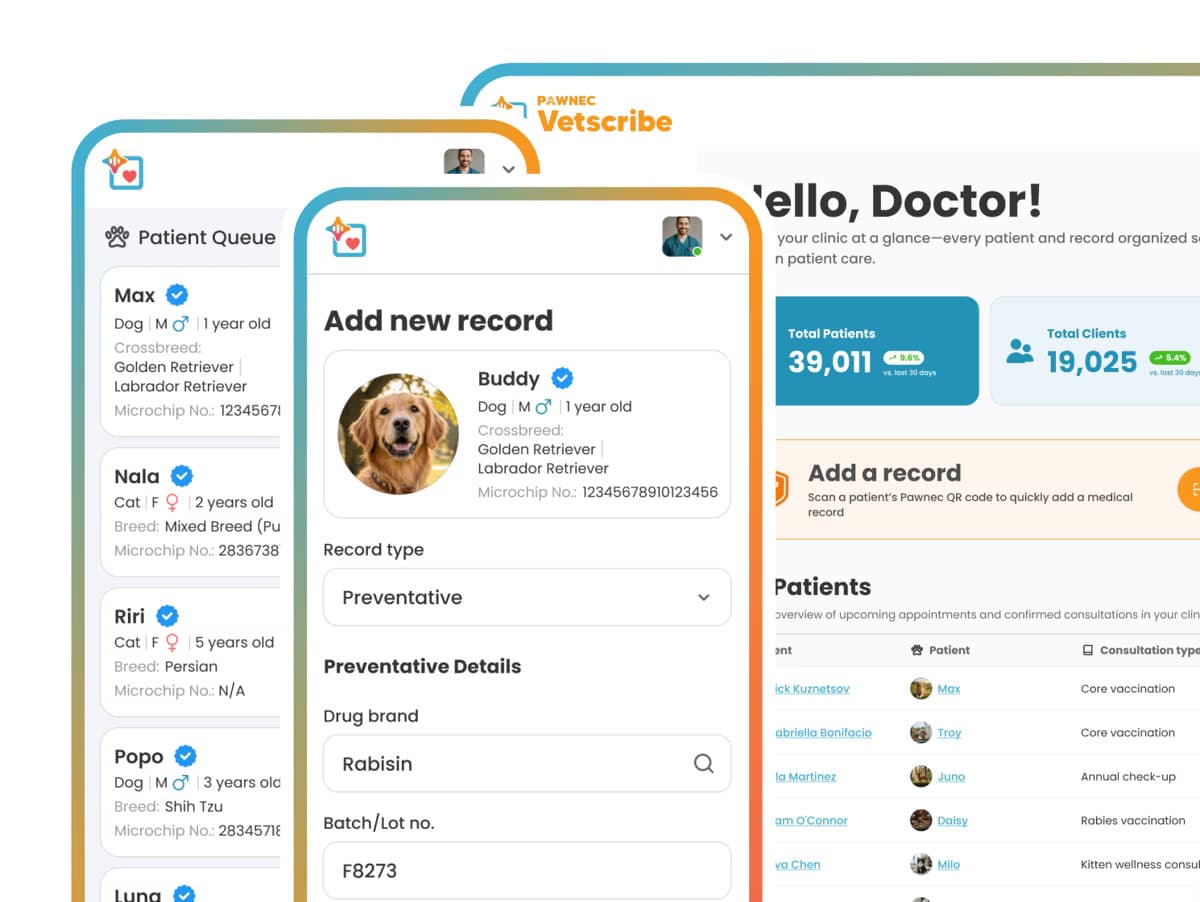 Vetscribe — An AI-powered team of allied veterinary professionals. Documents care, monitors patients, and escalates urgent changes so clinics run smoother and standardize care across staff.