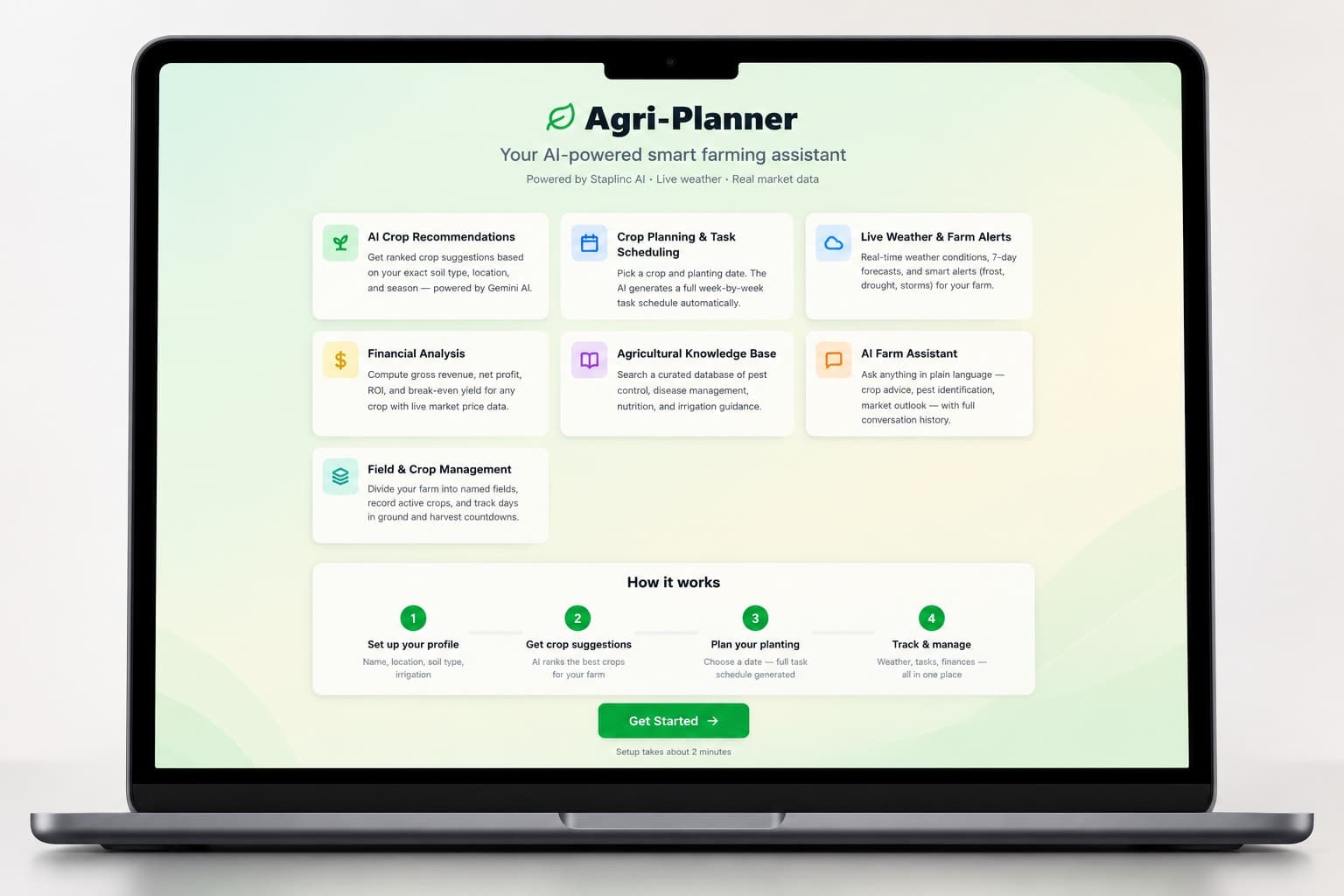 Agri-Planner — AI-powered farm management and marketplace for the Philippines. Personalized crop planning, market intelligence, and supply-chain transparency for farmers, buyers, and regulators — powered by Stappl AI.